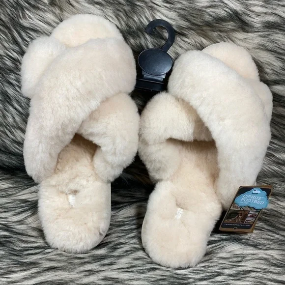 LAMO Sheepskin Alisa Cream Cross Slippers - Picture 4 of 10